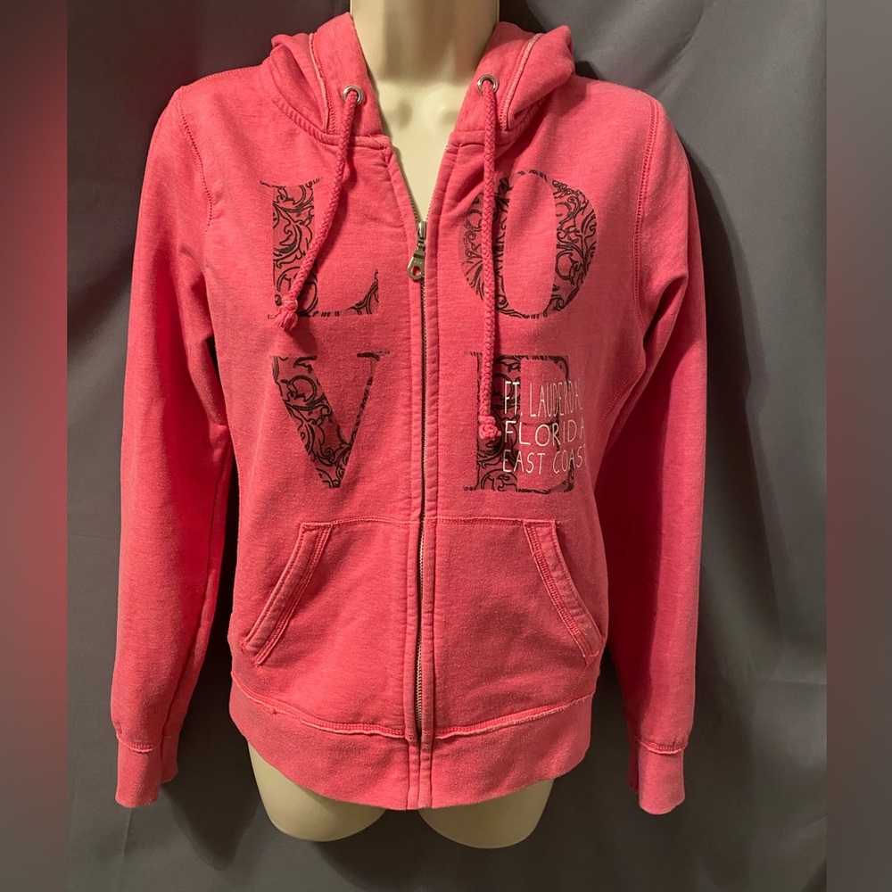 New Agenda LOVE small hooded jacket zip up Pink Ft Lauderdale Florida